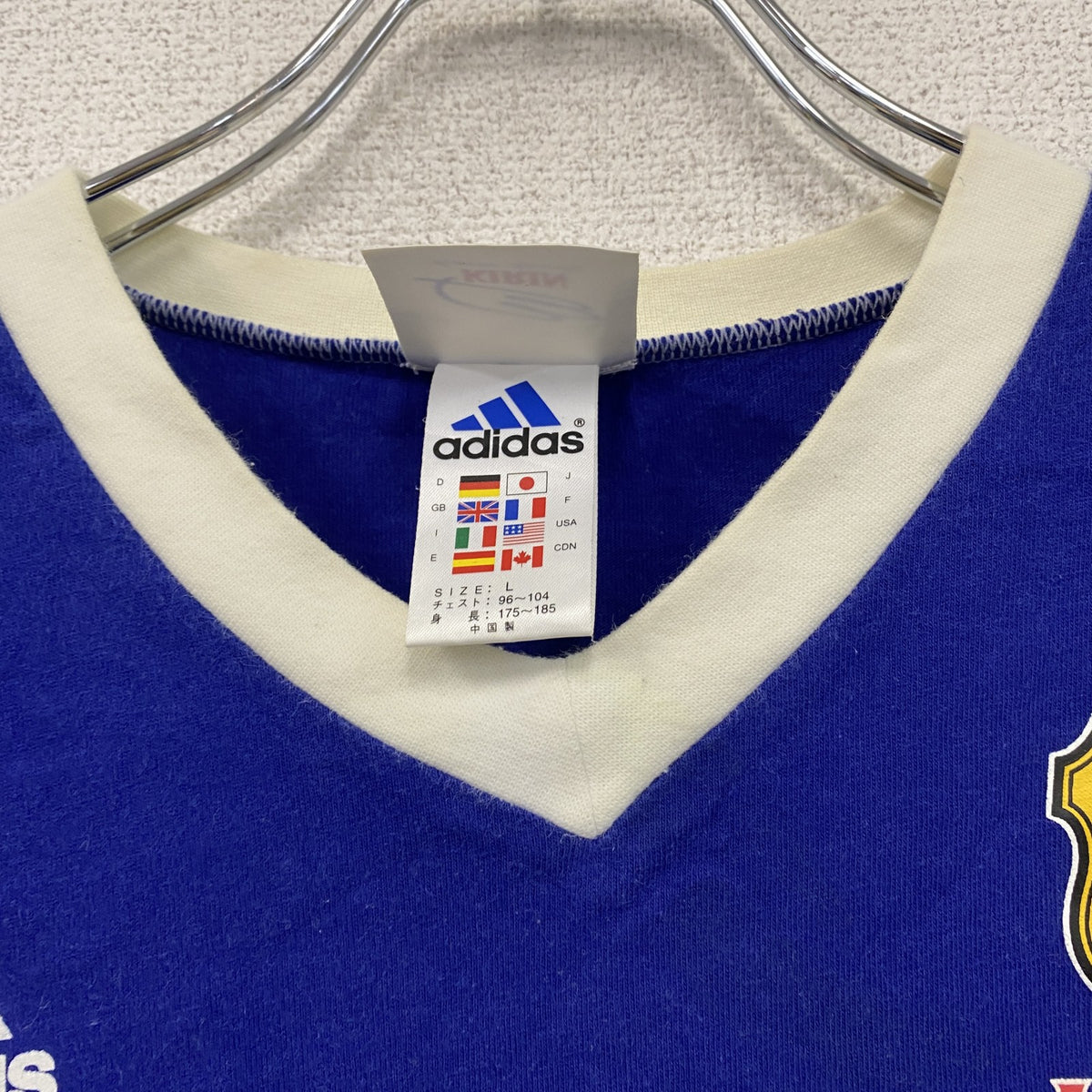～00s　adidas　アディダス　サッカー日本代表　半袖プリントTシャツ　ヴィンテージ　青　ブルー　Mサイズ　古着