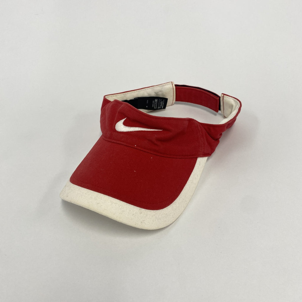 古着 used　NIKE GOLF　ナイキゴルフ　サンバイザー　スウッシュ　デカロゴ　赤　レッド　ワンサイズ