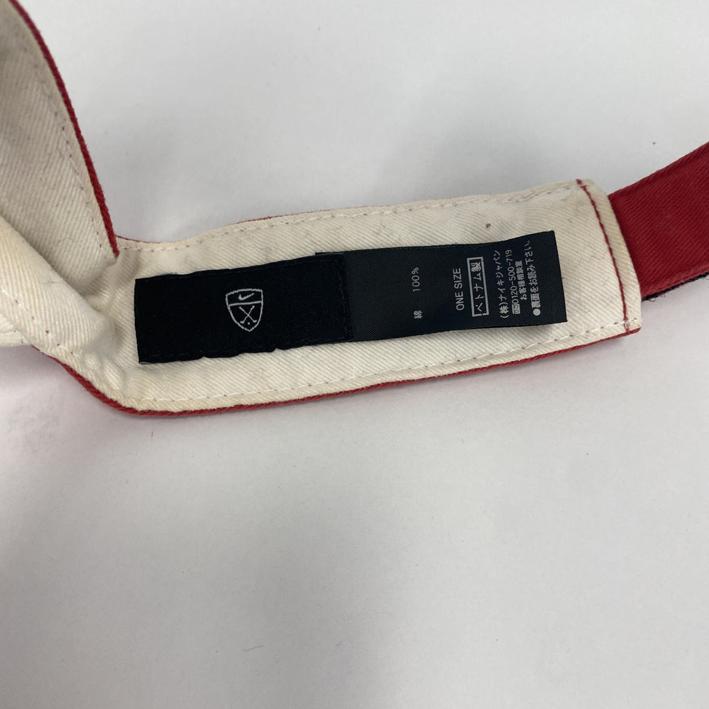 古着 used　NIKE GOLF　ナイキゴルフ　サンバイザー　スウッシュ　デカロゴ　赤　レッド　ワンサイズ