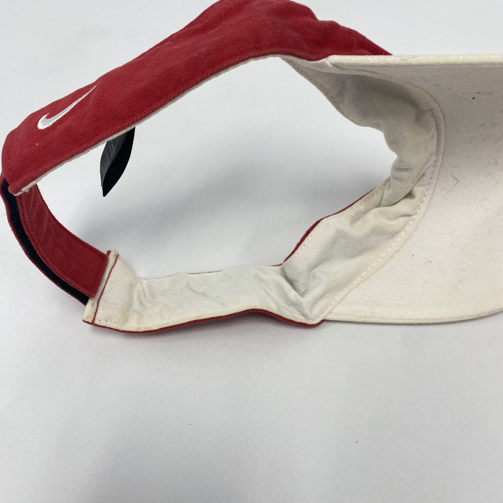 古着 used　NIKE GOLF　ナイキゴルフ　サンバイザー　スウッシュ　デカロゴ　赤　レッド　ワンサイズ