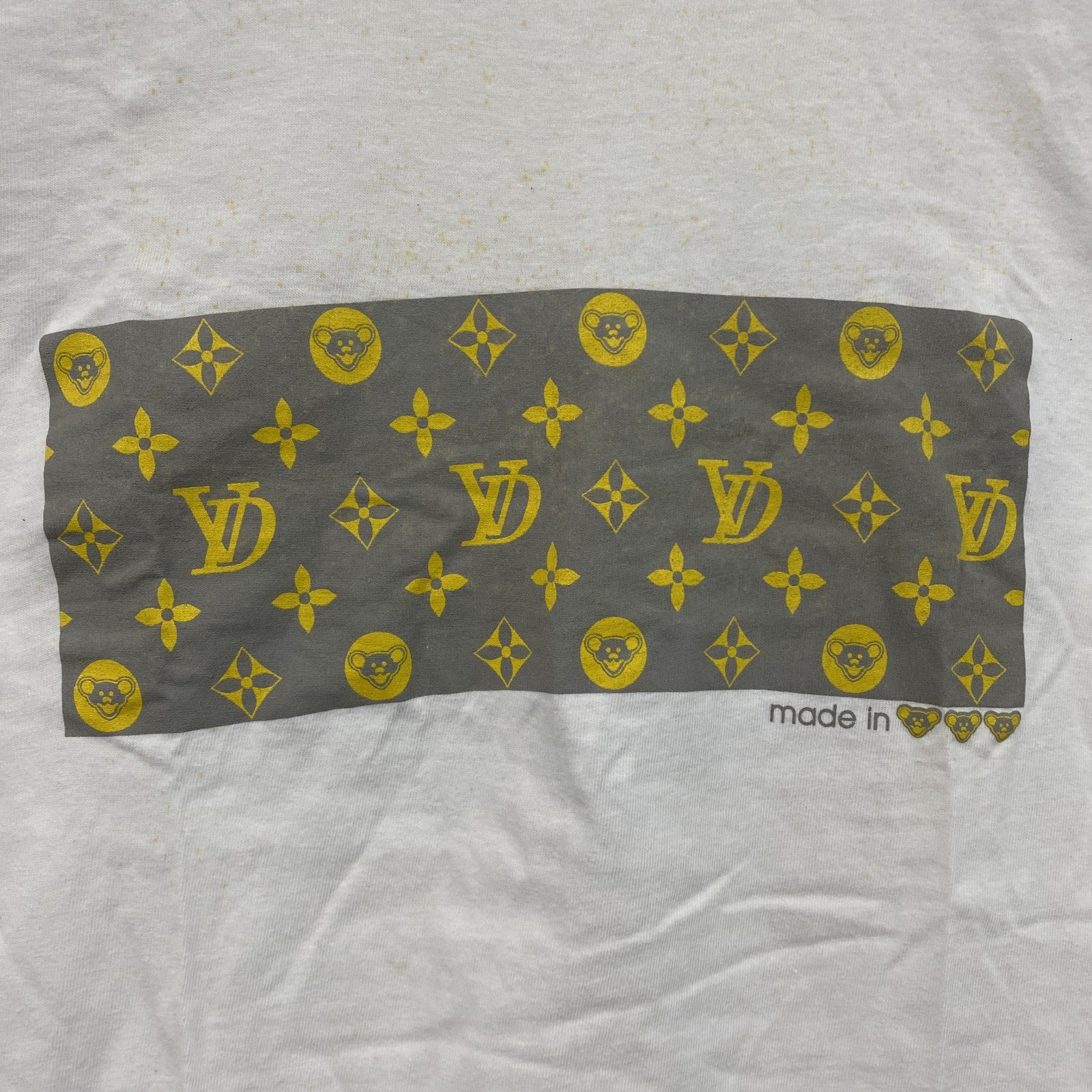 00s　Hanes　ヘインズ　半袖プリントTシャツ　ヴィンテージ　モノグラム　白　ホワイト　Sサイズ カットソー メンズ コットン 古着