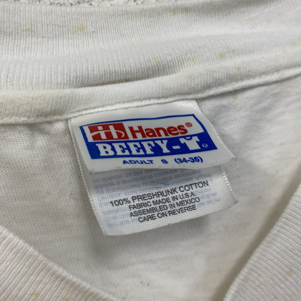 00s　Hanes　ヘインズ　半袖プリントTシャツ　ヴィンテージ　モノグラム　白　ホワイト　Sサイズ カットソー メンズ コットン 古着