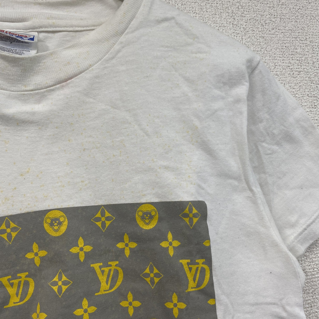 00s　Hanes　ヘインズ　半袖プリントTシャツ　ヴィンテージ　モノグラム　白　ホワイト　Sサイズ カットソー メンズ コットン 古着