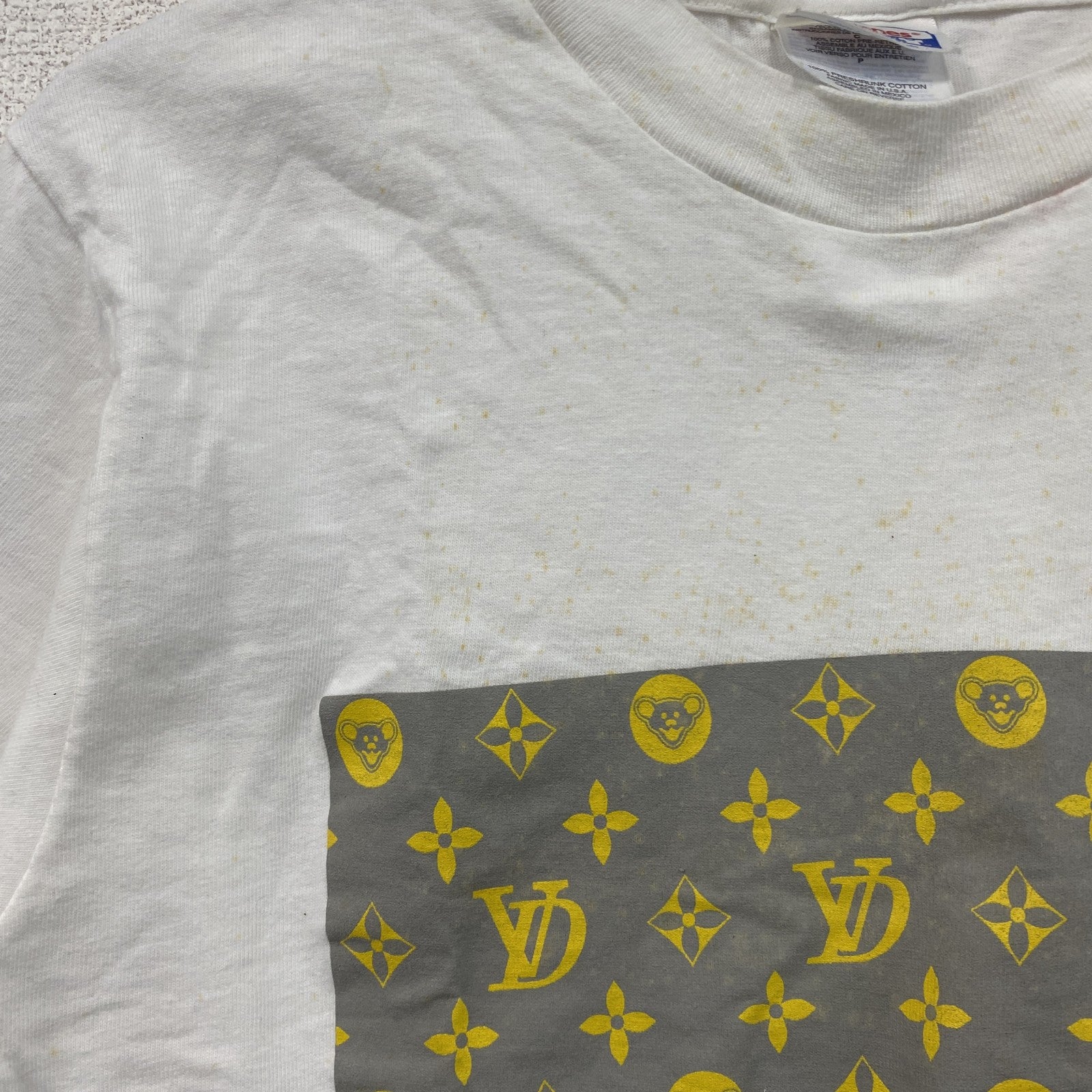 00s　Hanes　ヘインズ　半袖プリントTシャツ　ヴィンテージ　モノグラム　白　ホワイト　Sサイズ カットソー メンズ コットン 古着