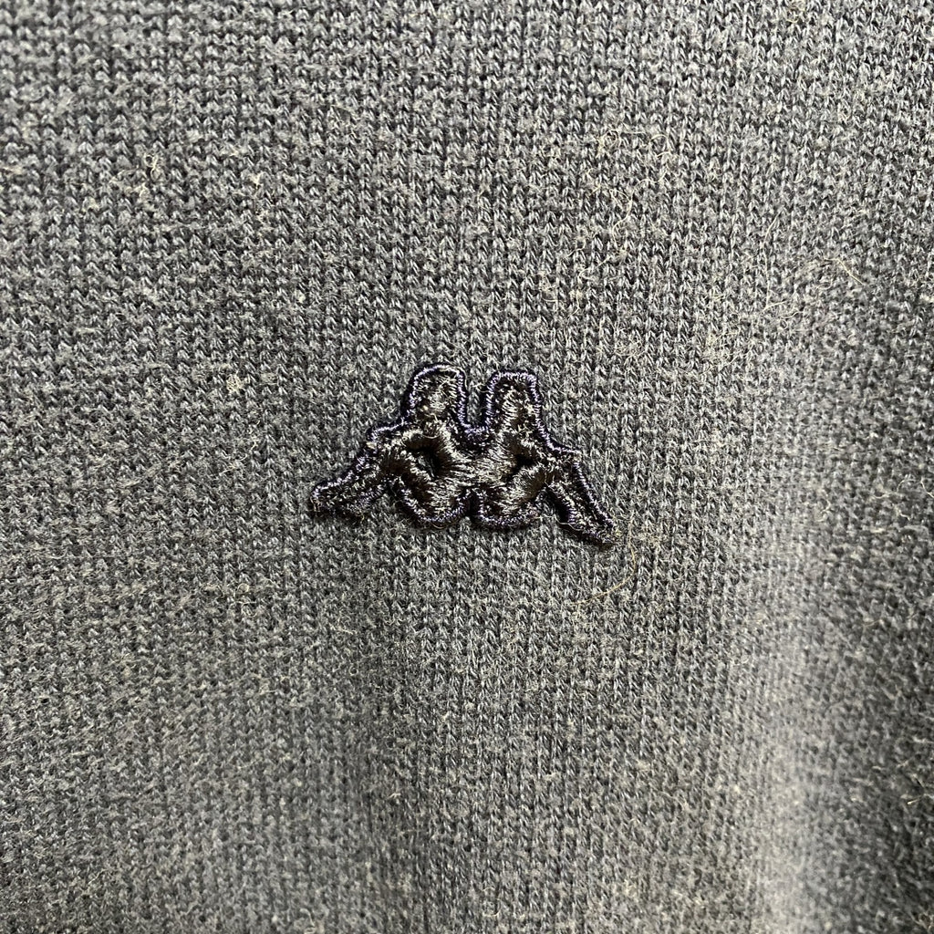 Kappa カッパ　長袖ワンポイント刺繍薄手ニット　セーター　クルーネック　ネイビー　紺　レトロデザイン　Lサイズ　古着