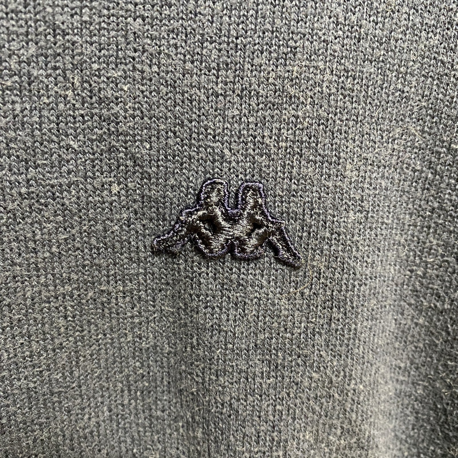 Kappa カッパ　長袖ワンポイント刺繍薄手ニット　セーター　クルーネック　ネイビー　紺　レトロデザイン　Lサイズ　古着
