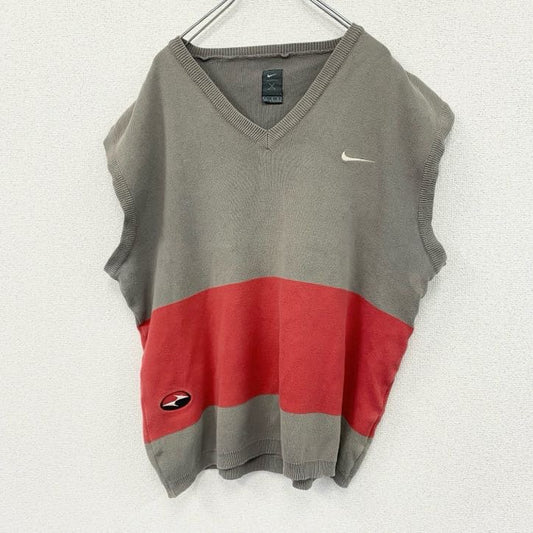 90s～　NIKE GOLF　ナイキ　コットンニットベスト　スウッシュ　ヴィンテージ　茶色　ブラウン　Lサイズ
