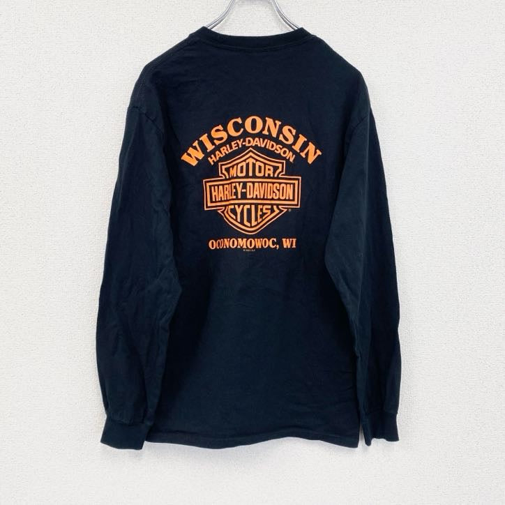 HARLEY DAVIDSON　ハーレーダビッドソン　長袖プリントTシャツ　黒　ブラック　Mサイズ