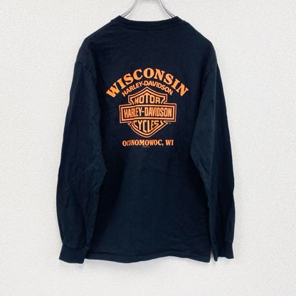 HARLEY DAVIDSON　ハーレーダビッドソン　長袖プリントTシャツ　黒　ブラック　Mサイズ
