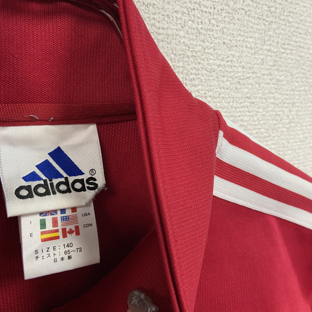 adidas　アディダス　トラックジャケット/ジャージ　刺ロゴ　赤　レッド　150サイズ　古着