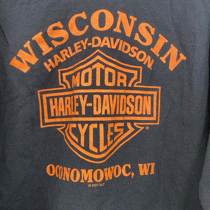 HARLEY DAVIDSON　ハーレーダビッドソン　長袖プリントTシャツ　黒　ブラック　Mサイズ