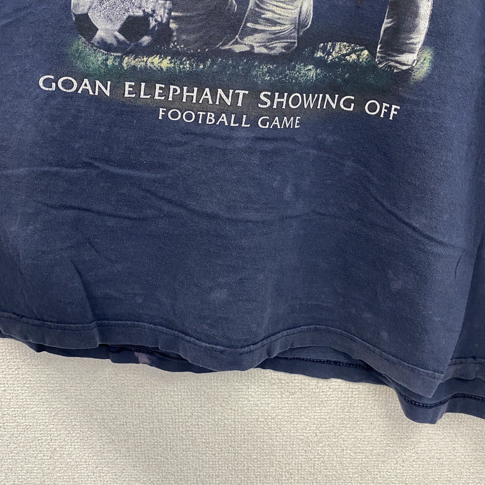半袖プリントTシャツ　アニマルT　ゾウ　ヴィンテージ　紺　ネイビー　3XLサイズ　古着
