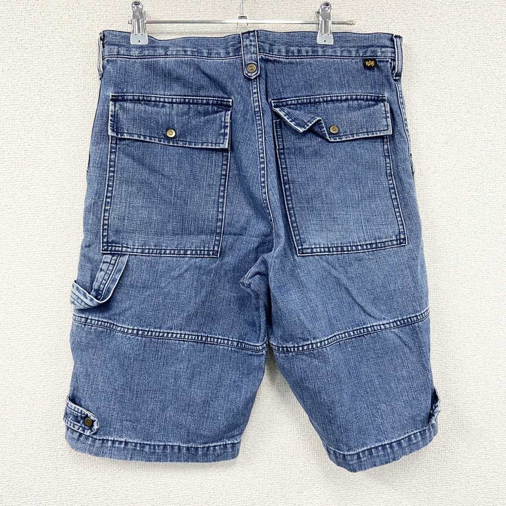 ALPHA INDUSTRIES　ハーフデニムペインターパンツ　カーゴパンツ　ミリタリー　ジップフライ　インディゴ　Mサイズ　古着