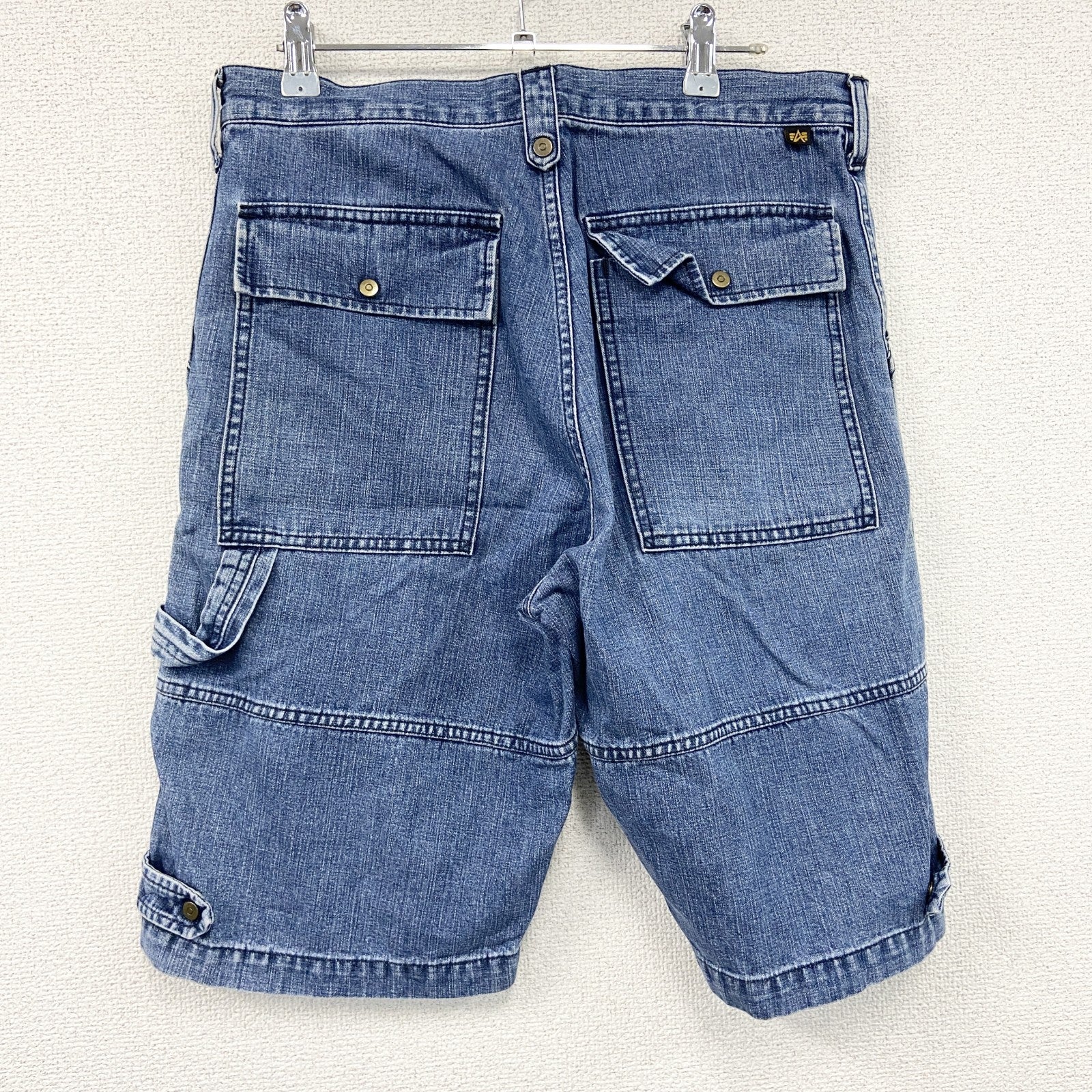 ALPHA INDUSTRIES　ハーフデニムペインターパンツ　カーゴパンツ　ミリタリー　ジップフライ　インディゴ　Mサイズ　古着