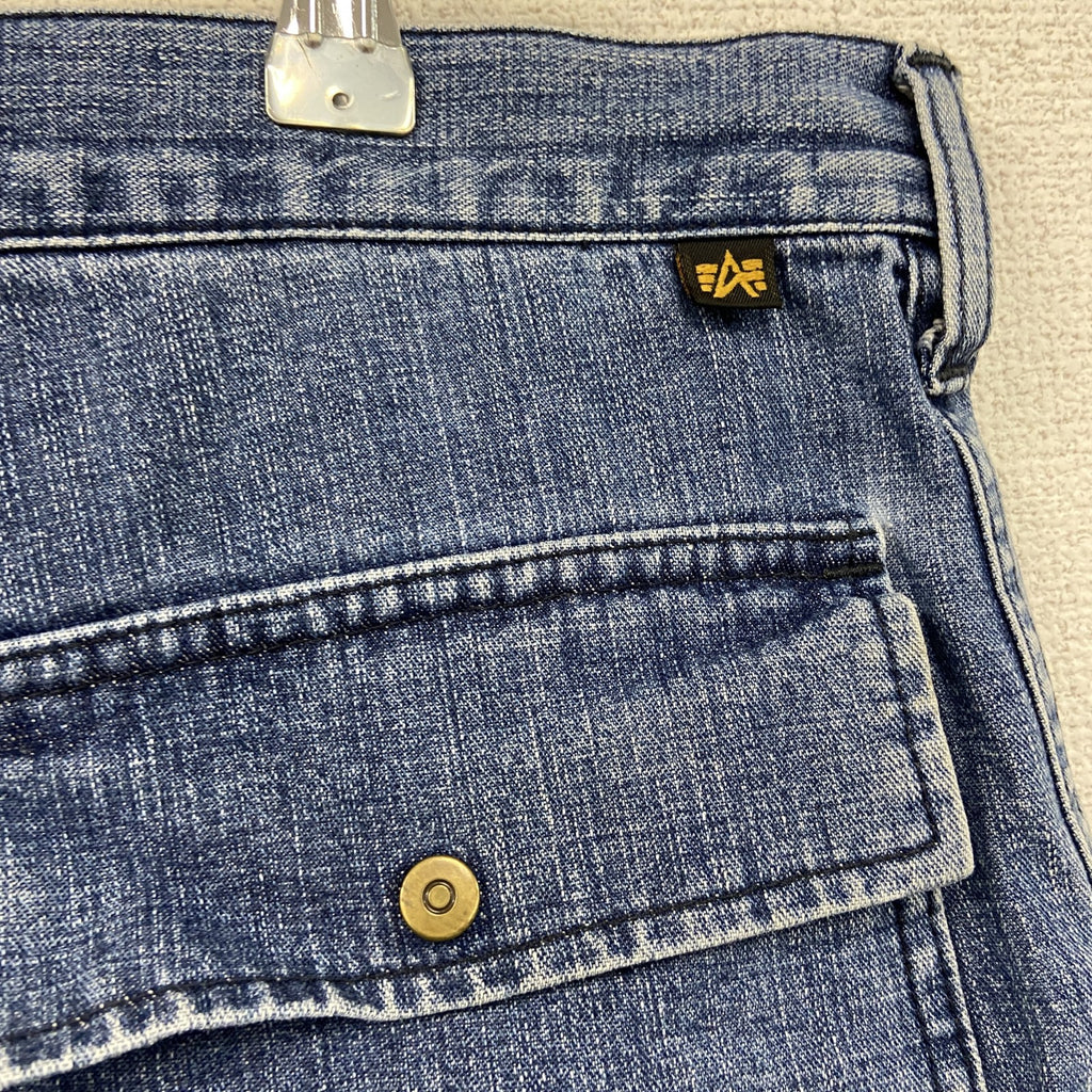 ALPHA INDUSTRIES　ハーフデニムペインターパンツ　カーゴパンツ　ミリタリー　ジップフライ　インディゴ　Mサイズ　古着