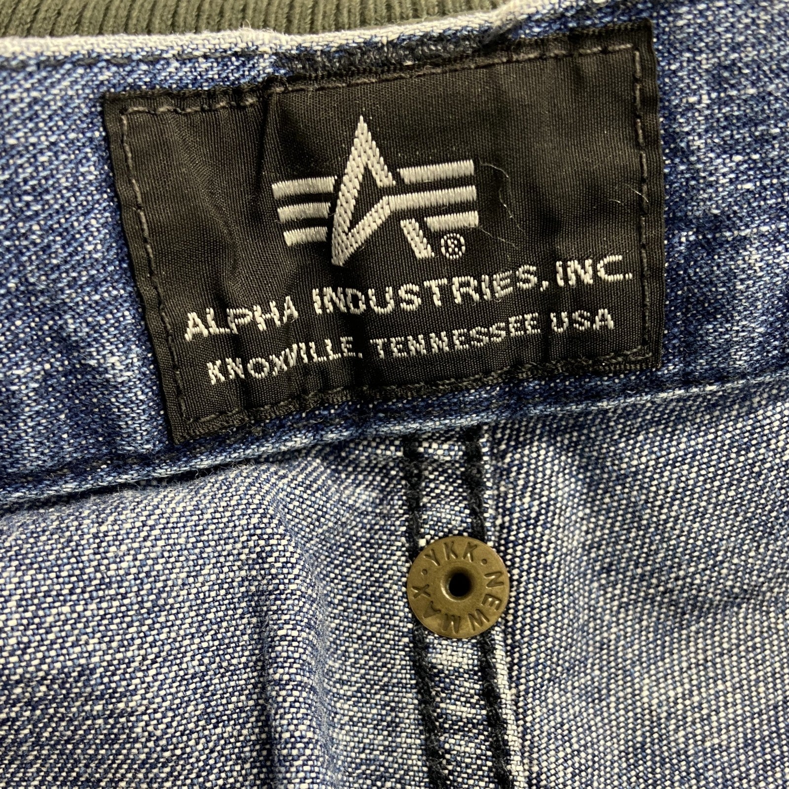 ALPHA INDUSTRIES　ハーフデニムペインターパンツ　カーゴパンツ　ミリタリー　ジップフライ　インディゴ　Mサイズ　古着