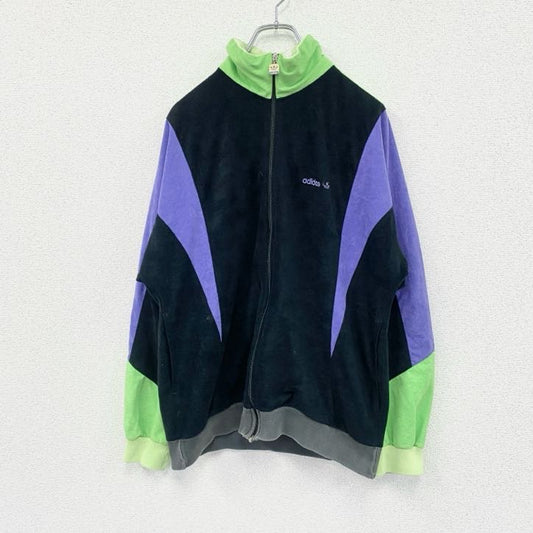 80s　adidas　アディダス　トラックジャケット/ジャージ　トレフォイルロゴ　ヴィンテージ　黒　ブラック　Mサイズ