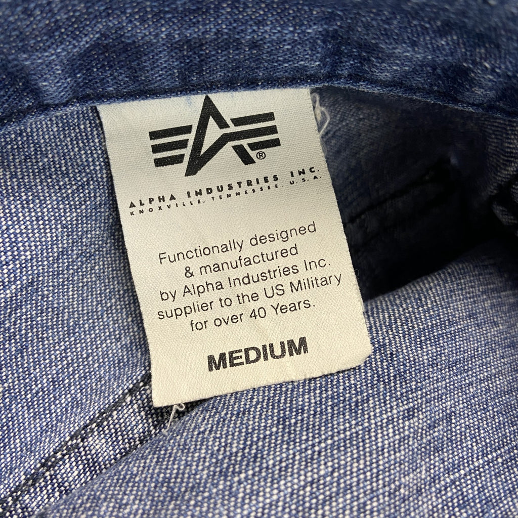 ALPHA INDUSTRIES　ハーフデニムペインターパンツ　カーゴパンツ　ミリタリー　ジップフライ　インディゴ　Mサイズ　古着