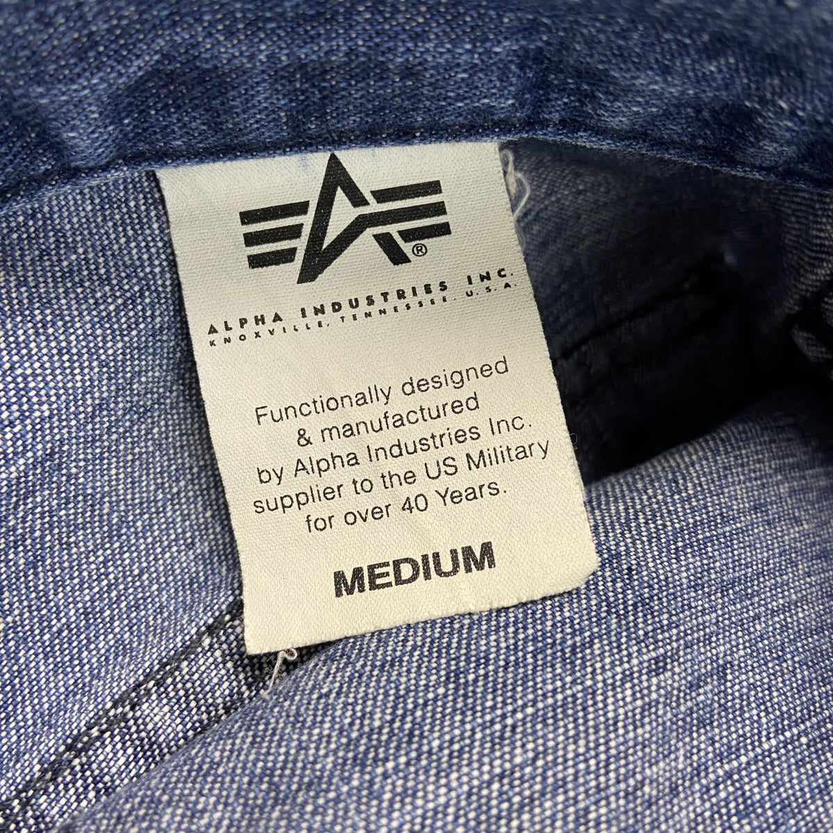ALPHA INDUSTRIES　ハーフデニムペインターパンツ　カーゴパンツ　ミリタリー　ジップフライ　インディゴ　Mサイズ　古着