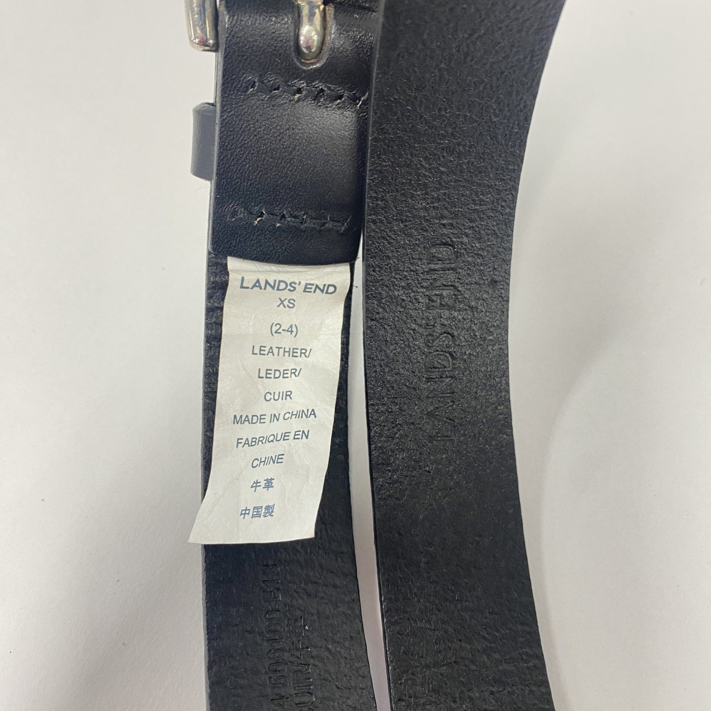 LANDS’END　ランズエンド　レザーベルト　5穴　黒　ブラック　XSサイズ