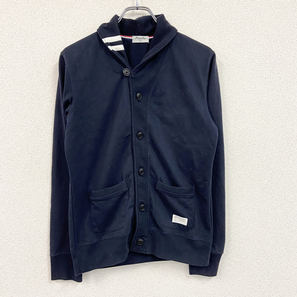 MEN'S BIGI　メンズビギ　ショールカラーカーディガン　2つポケット　紺　ネイビー　古着