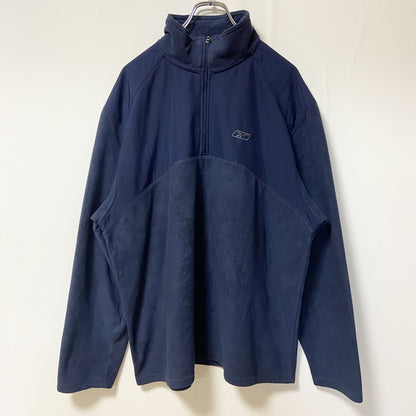 古着 used　Reebok リーボック　長袖ハーフジップフリースジャケット　紺　ネイビー　ワンポイント刺繡ロゴ　XLサイズ