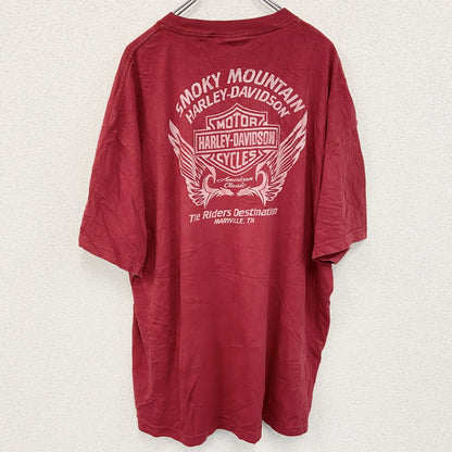 古着 used　HARLEY DAVIDSON　ハーレーダビッドソン　半袖両面プリントTシャツ　赤　レッド　2XLサイズ