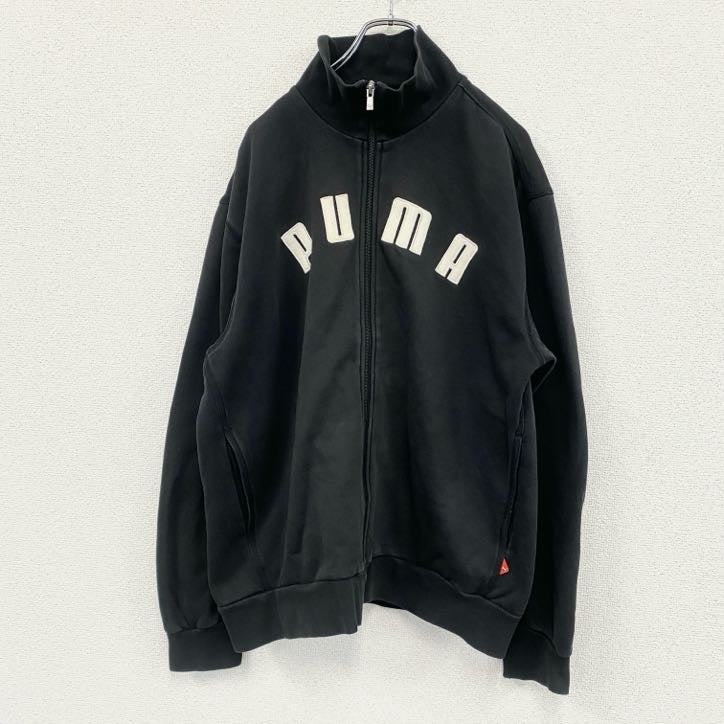 PUMA　プーマ　フルジップスウェットジャケット　デカロゴ　黒　ブラック　Lサイズ　古着