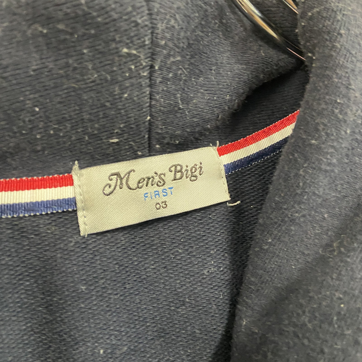 MEN'S BIGI　メンズビギ　ショールカラーカーディガン　2つポケット　紺　ネイビー　古着