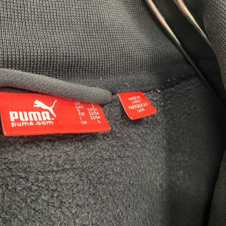 PUMA　プーマ　フルジップスウェットジャケット　デカロゴ　黒　ブラック　Lサイズ　古着