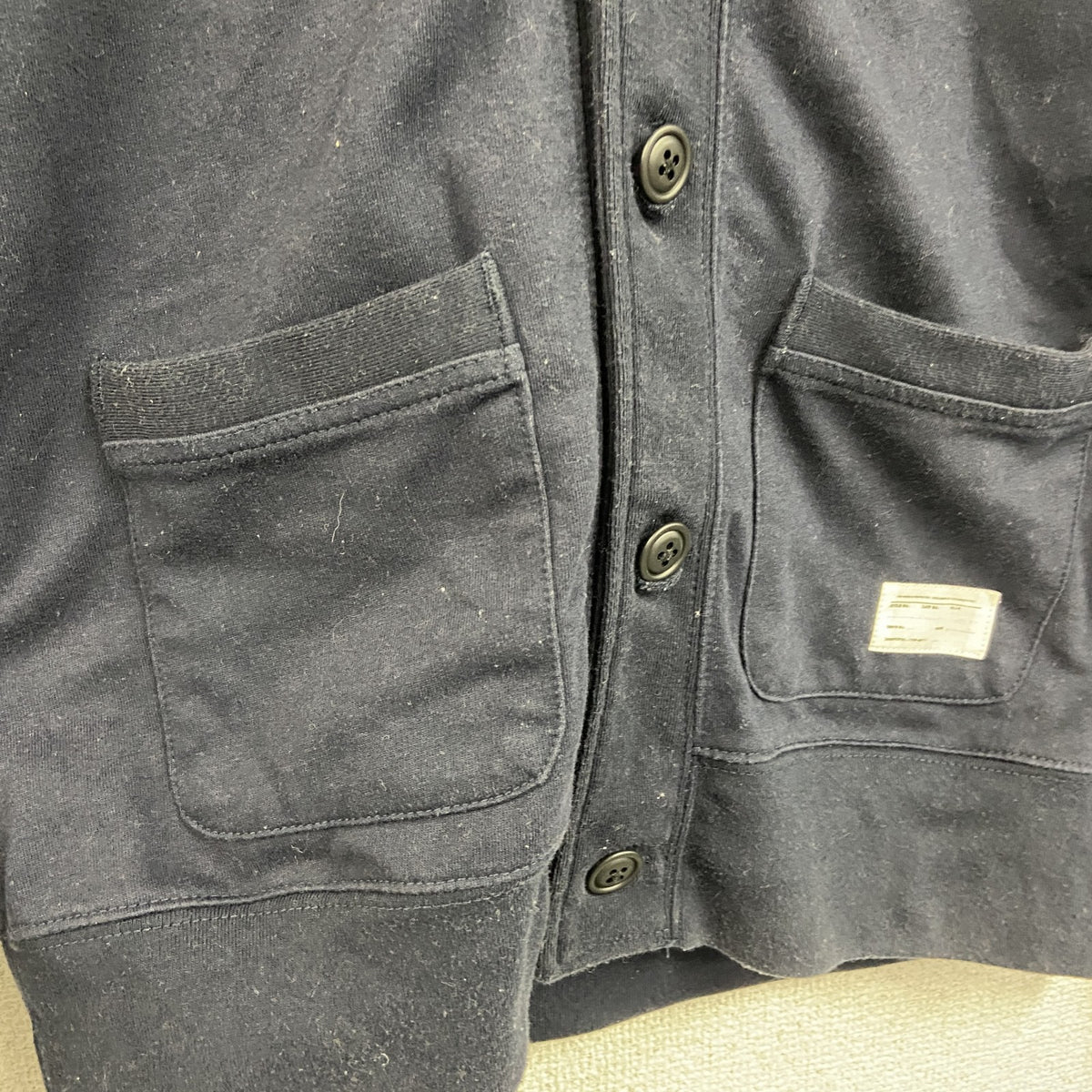 MEN'S BIGI　メンズビギ　ショールカラーカーディガン　2つポケット　紺　ネイビー　古着