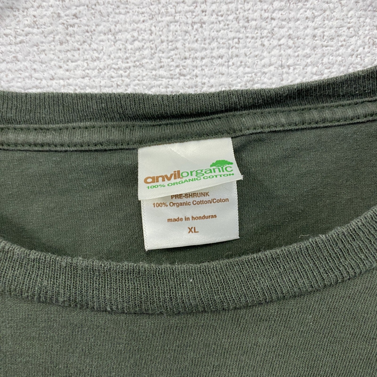anvil organic　アンビル オーガニック　半袖プリントTシャツ　カーキ　XLサイズ　古着