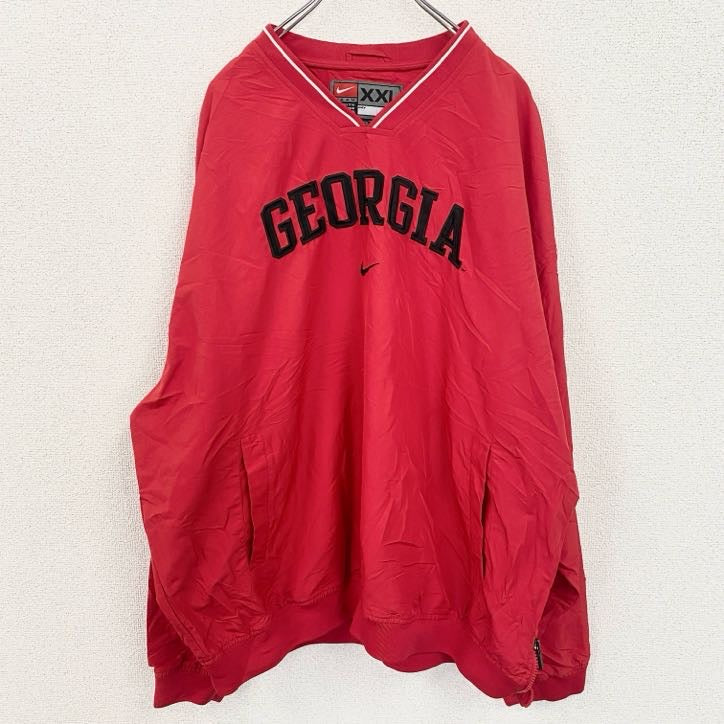 90s　NIKE　ナイキ 　プルオーバーナイロンジャケット　ヴィンテージ　赤　レッド　2XLサイズ