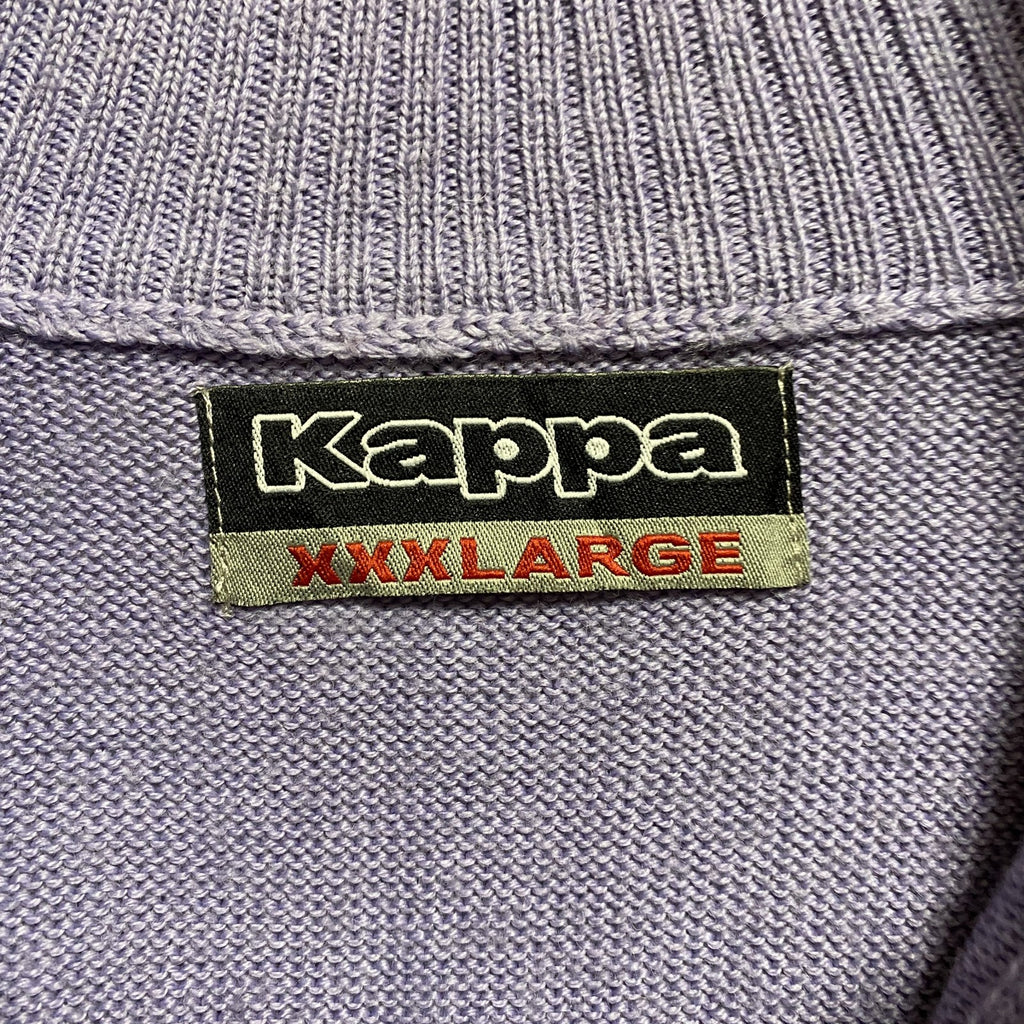 Kappa カッパ　長袖ジップアップニット　セーター　ワンポイント刺繍　紫　パープル　ビッグシルエット　3XLサイズ　古着