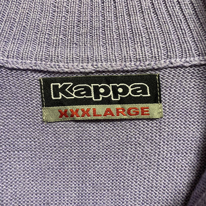 古着 used　Kappa　カッパ　長袖ジップアップニット　セーター　ワンポイント刺繡　紫　ビッグシルエット　3XLサイズ