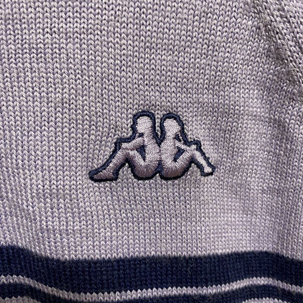Kappa カッパ　長袖ジップアップニット　セーター　ワンポイント刺繍　紫　パープル　ビッグシルエット　3XLサイズ　古着