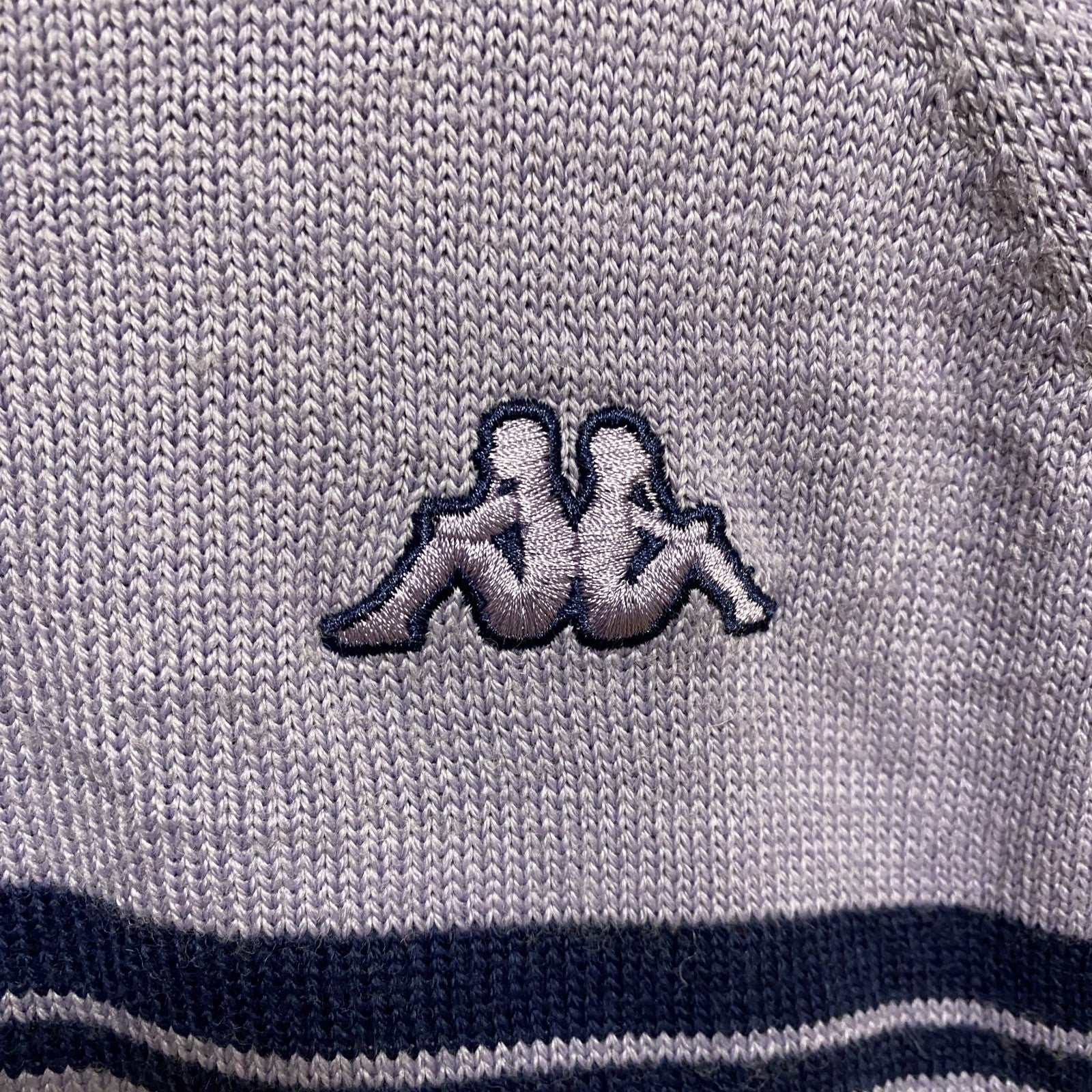 Kappa カッパ　長袖ジップアップニット　セーター　ワンポイント刺繍　紫　パープル　ビッグシルエット　3XLサイズ　古着