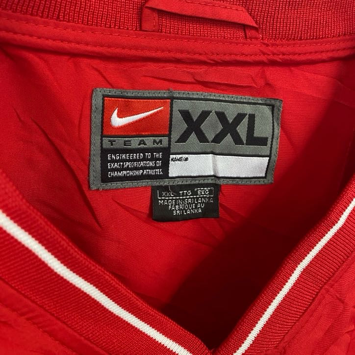 90s　NIKE　ナイキ 　プルオーバーナイロンジャケット　ヴィンテージ　赤　レッド　2XLサイズ