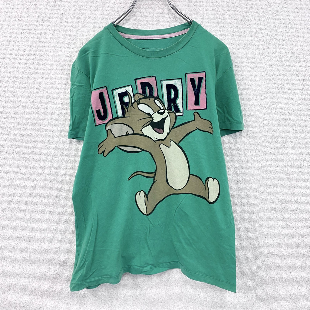 TOM and JERRY XDYE　トムとジェリー　半袖プリントTシャツ　緑　グリーン　Mサイズ　古着