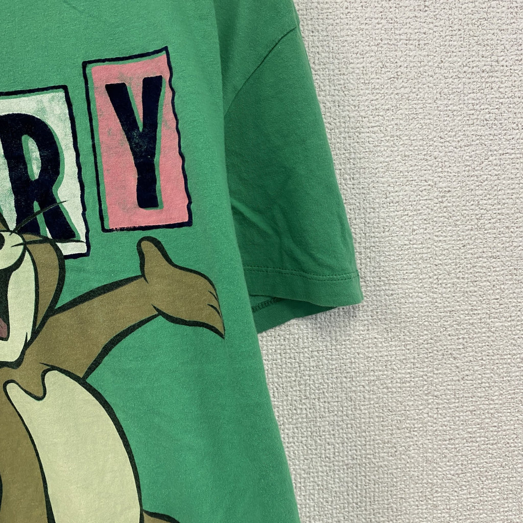 TOM and JERRY XDYE　トムとジェリー　半袖プリントTシャツ　緑　グリーン　Mサイズ　古着