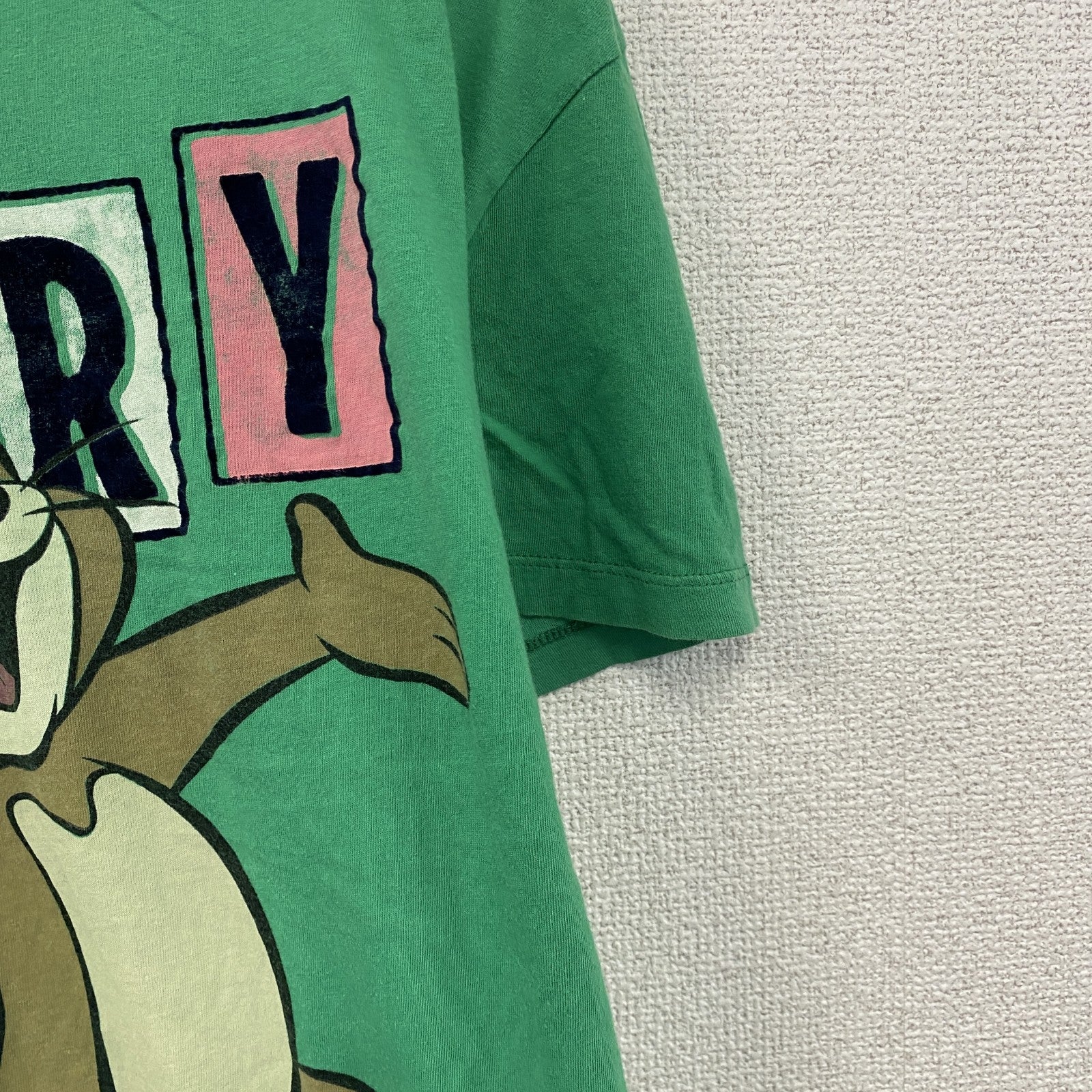 TOM and JERRY XDYE　トムとジェリー　半袖プリントTシャツ　緑　グリーン　Mサイズ　古着