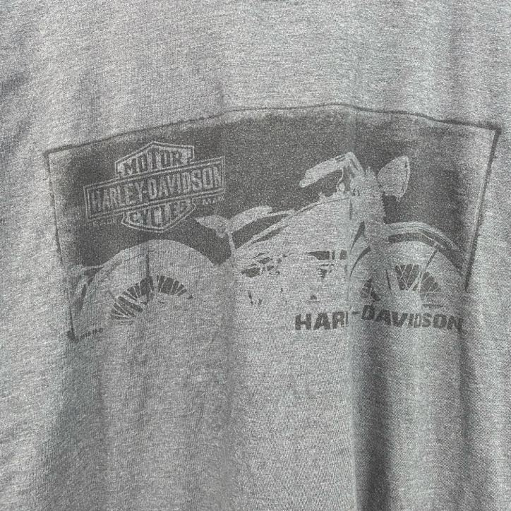 HARLEY DAVIDSON　ハーレーダビッドソン　半袖プリントTシャツ　灰　グレー　XLサイズ