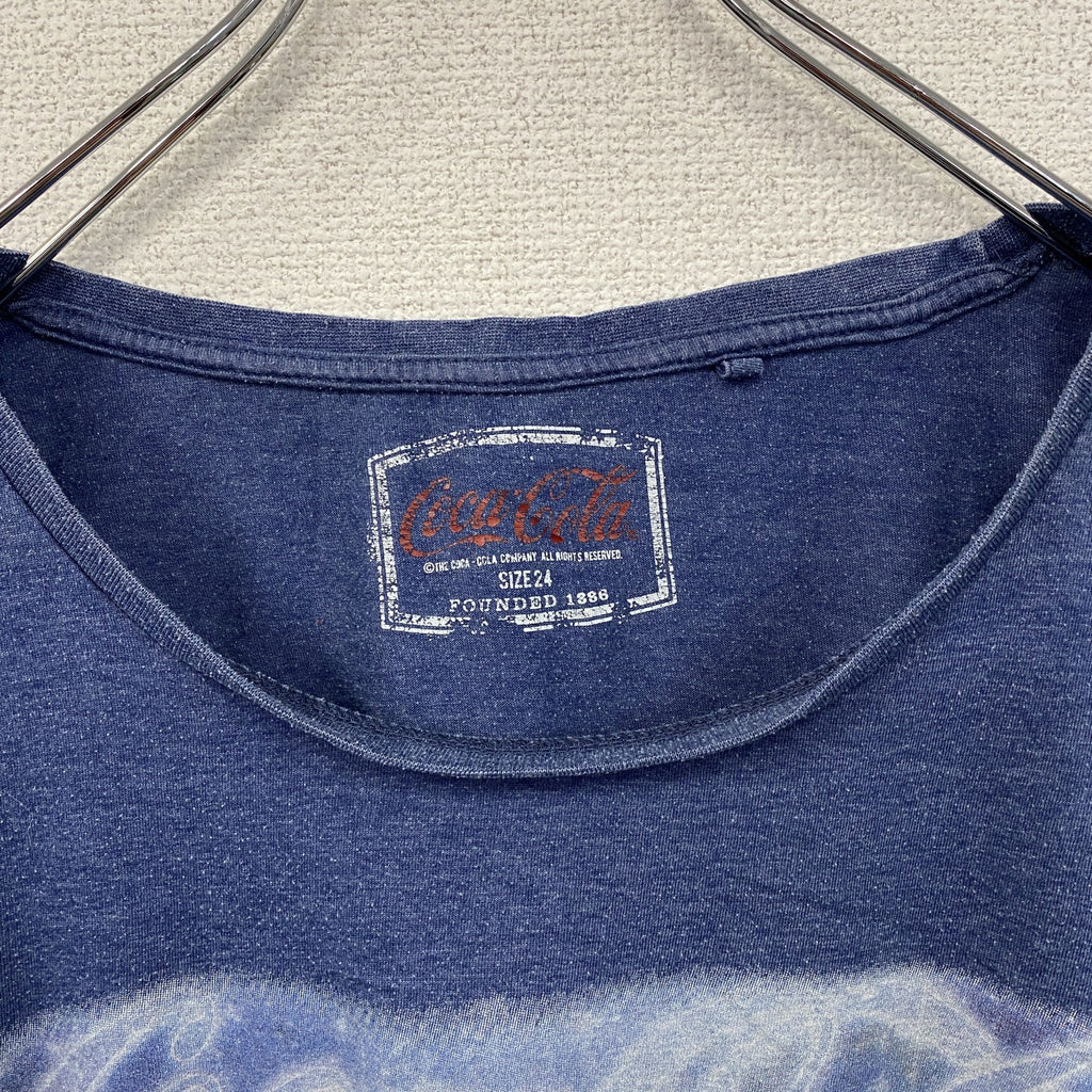 Coca-Cola　コカ・コーラ　半袖プリントTシャツ　サンタクロース　紺　ネイビー　24サイズ　古着
