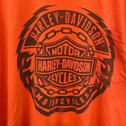 HARLEY DAVIDSON　ハーレーダビッドソン　半袖プリントTシャツ　オレンジ　XLサイズ