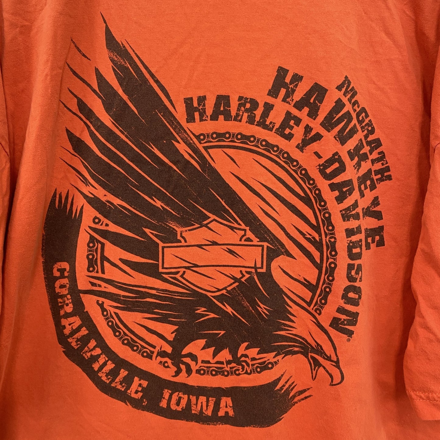 HARLEY DAVIDSON　ハーレーダビッドソン　半袖プリントTシャツ　オレンジ　XLサイズ