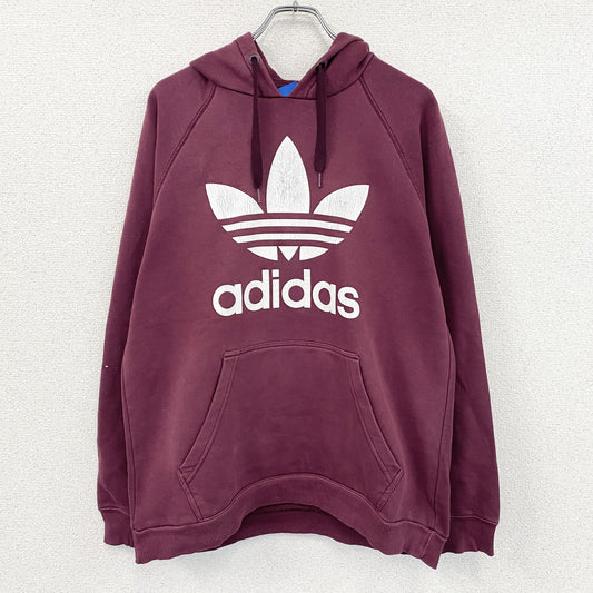 adidas　アディダス　スウェットパーカー/フーディー　ラグランスリーブ　デカロゴ　ボルドー　XOサイズ