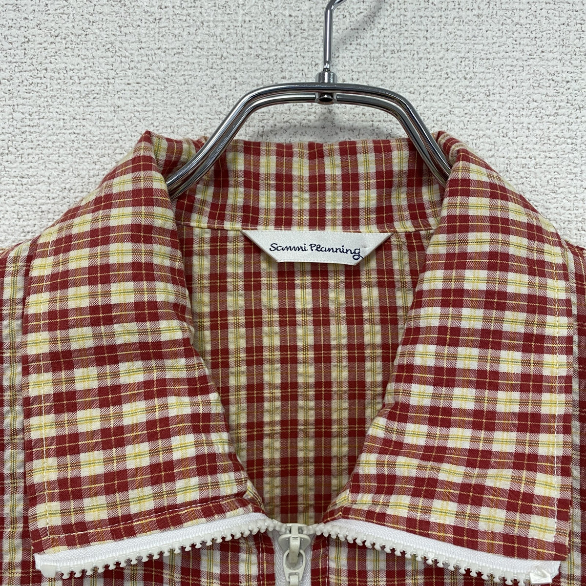 Sammi Planning　フルジップジャケット　ギンガムチェック　赤　レッド　Fサイズ　古着