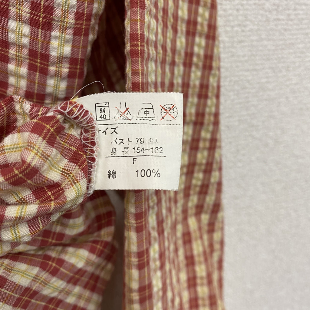 Sammi Planning　フルジップジャケット　ギンガムチェック　赤　レッド　Fサイズ　古着
