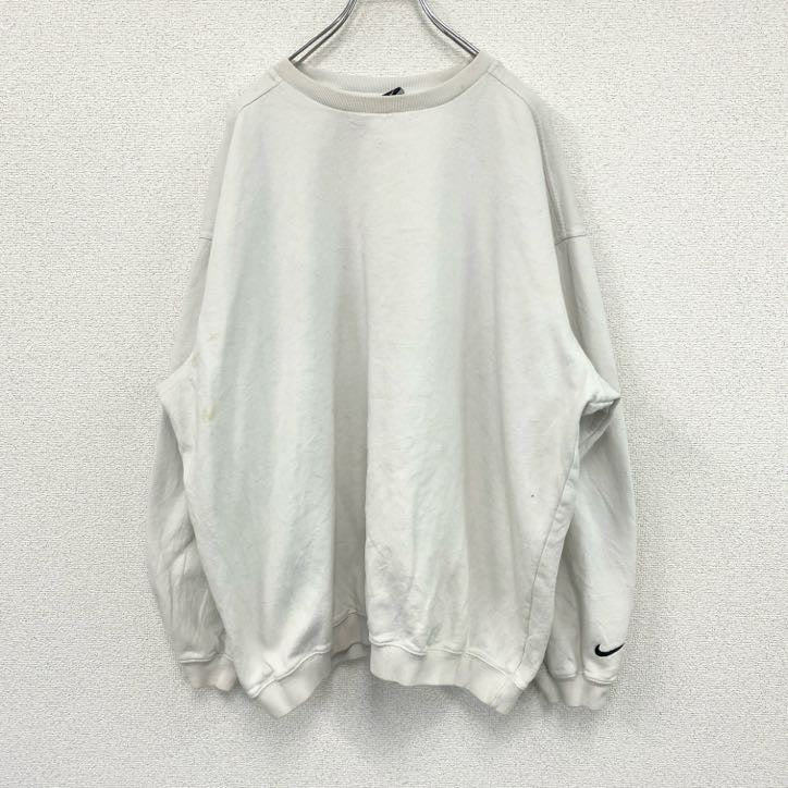 00s　NIKE　ナイキ　スウェット/トレーナー　スウッシュ　ヴィンテージ　白　ホワイト　XXLサイズ　古着