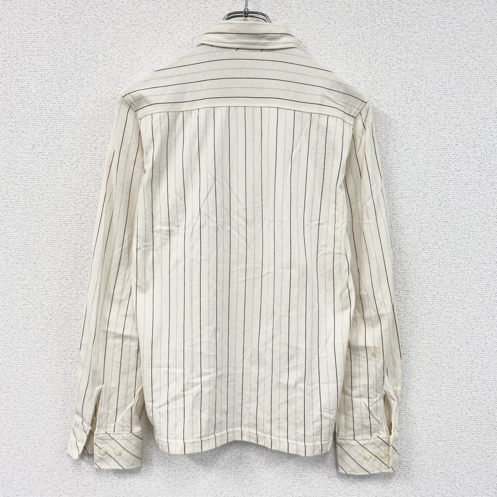 FRED PERRY　フレッドペリー　長袖ボタンダウンシャツ　ストライプ　ベージュ　Sサイズ　古着